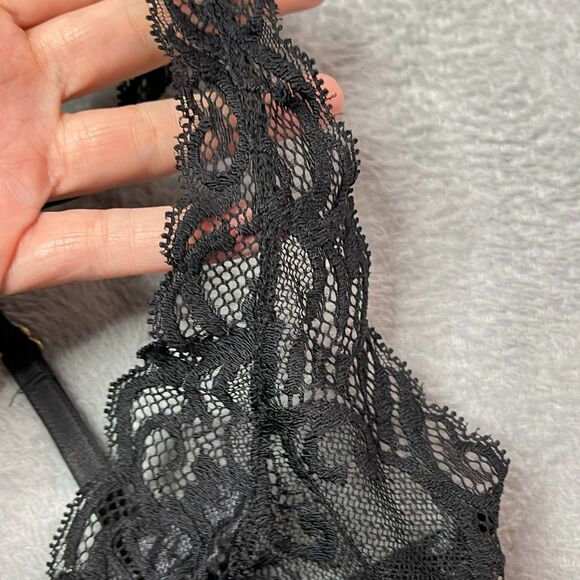 Natori Black Lace Unlined Underwire Demi Bra 32 C/D Coquette Office Siren - Picture 4 of 12